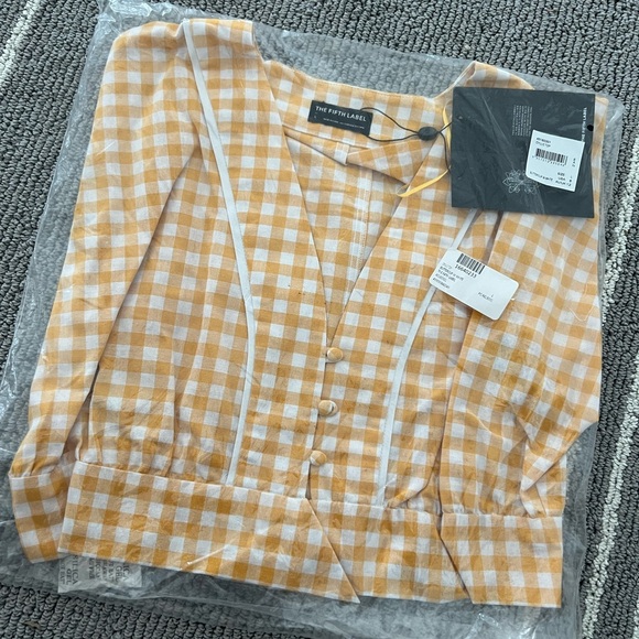NWT The fifth label yellow gingham Idyllic cotton CROP TOP Large - Picture 5 of 6